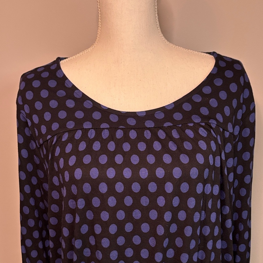 Tommy Hilfiger Black and Blue Polka Dot Top